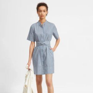 Everlane The Cotton Collarless Belted Shirtdress